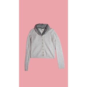 1990s-Y2K. RETRO SPORT Faux Fur. Plush Detachable Collar Cardigan Sweater. S-M